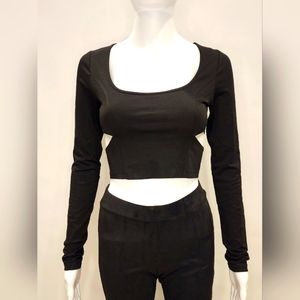 Forever 21 Long Sleeve Side Cut Out Crop Top  Women Size S